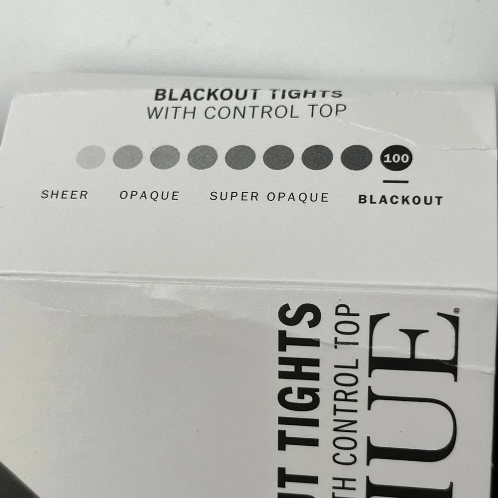 Hue Blackout Tights Womens Size 1 Black Smooth Control Top 100 Denier Opaque